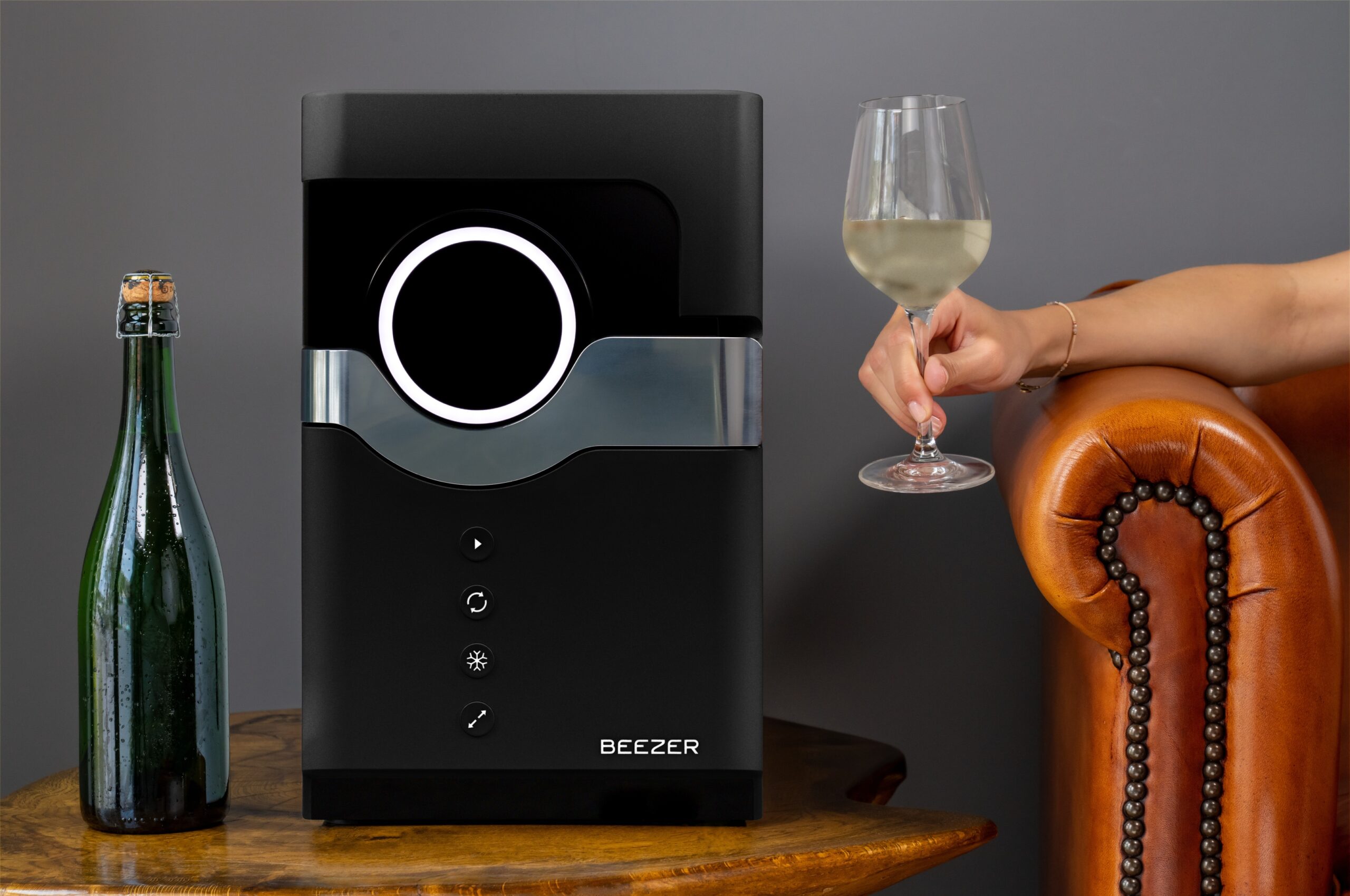 BEEZER uses latest air cooling technology to chill drinks 10times faster than standard freezers