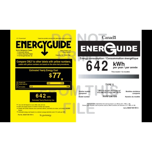 Viking Refrigerator Model RVFFR336SS